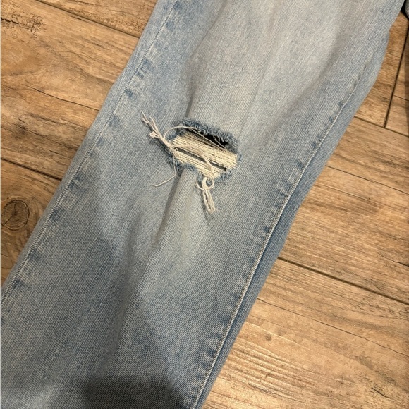 Old Navy High Rise O.G. Straight Secret Smooth Pocket Distressed Blue Jeans 6 - Picture 3 of 8